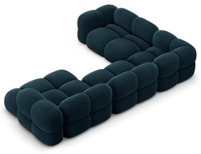 Sötétkék bársony sarokkanapé (bal oldali-U alakú) Loretto – Cosmopolitan Design