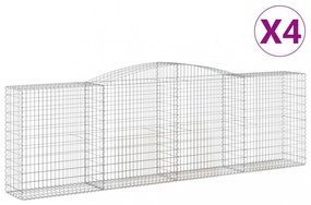 vidaXL 4 db íves horganyzott vas gabion kosár 400x50x120/140 cm