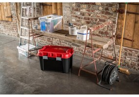 Piros-fekete fedeles műanyag tárolódoboz 59x39,5x36 cm Totem – Curver