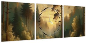 Kép - Napfény az erdőben (órával) (90x30 cm)