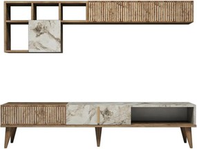 Milan Walnut and White Marble TV fal