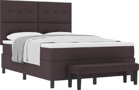 vidaXL Boxrugós ágy matracmal Sötét Barna 140 x 190 cm szövet