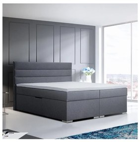 Kárpitozott ágy ágyneműtartóval és topperes matracokkal NEW BOLERO 160x200 cm szürke