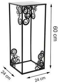 Virágállvány 60x24 cm fekete színben