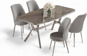 Lena étkezőgarnitúra, antracit-króm, 160 cm – TR240CHR2859