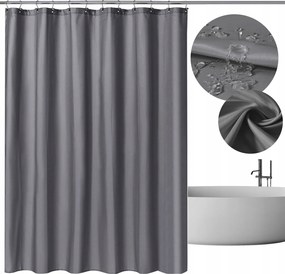 Zuhanyfüggöny Curtain , Penészálló, Vízálló, Sötétszürke, Textil, 180X220