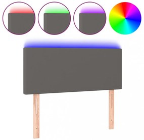 szürke műbőr LED-es fejtámla 80 x 5 x 78/88 cm
