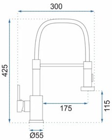 REA-B0417 - COLIN mosogatócsaptelep kihúzható zuhanyfejjel, 42,5 cm, nikkel