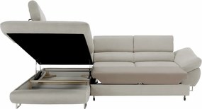 Sarokülőgarnitúra, szürke-bézs taupe, balos, FABIA