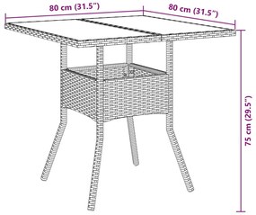 5 részes barna polyrattan/üveg kerti étkezőgarnitúra párnákkal