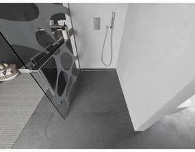 Mexen Kioto+ L, Walk-In zuhany paraván polccal és akasztóval 110 x 200 cm, 8 mm átlátszó üveg fehér mintás, króm profil, 800-110-123-01-97