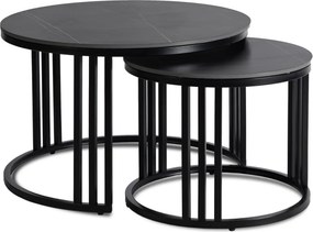 Kerámia dohányzóasztal szett fekete márvány/fekete színben JERRY