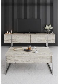 Dohányzóasztal Luxe - Travertine, Silver