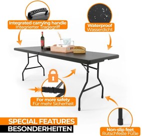 JAGO Összecsukható asztal  183 cm 8 személyes fekete