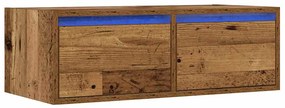 TV szekrény LED világítással régi fa 75x35,5x25 cm