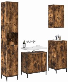 Fürdőszoba bútor szett fiókkal Füstölt tölgy Műanyag fa, fém