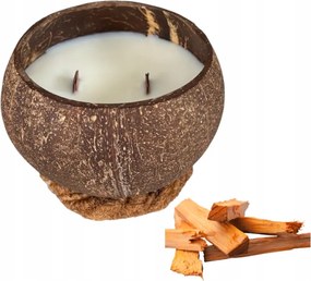 Illatgyertya Kókuszban KM12M Szantál HandMade Fa Kanóc