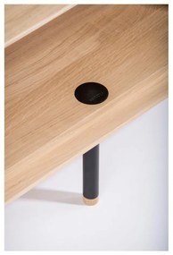 Fekete-natúr színű tölgyfa TV-állvány 200x48 cm Fina – Gazzda