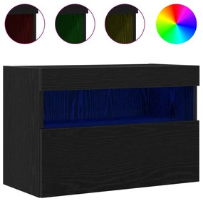 TV faliszekrény LED világítással 2 db Fekete tölgy 60x30x40 cm