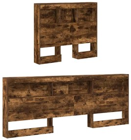 Tároló fejtámla polcokkal tárolóval Füstölt tölgy 80 cm Faanyag