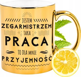 Arany csillogó bögre az órásmesternek ajándék fényképes nyomtatással