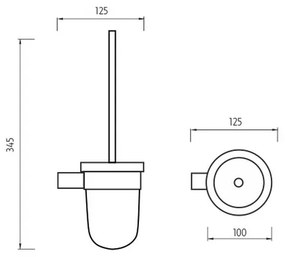 NIMCO BR 11094WN-26 - Falra szerelhető WC kefe BORMO matt üveg/fényezett króm