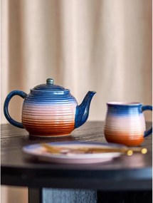 Kék-narancssárga kerámia teáskanna szűrővel 890 ml Tatum – Bloomingville