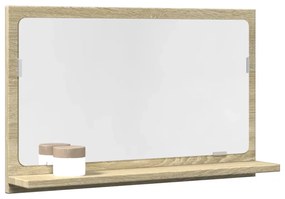 sonoma tölgy szerelt fa tükrös fürdőszobaszekrény 60x11x37 cm