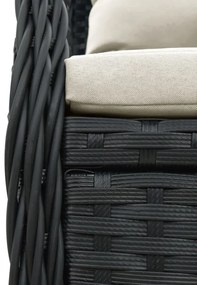 2 db fekete polyrattan dönthető kerti szék