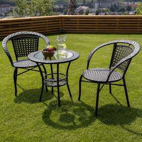 Kerti rattan szett 1+2, barna, LASAN