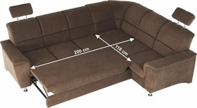 Kinyitható ülőgarnitúra, barna szövet, jobbos, SANTIAGO