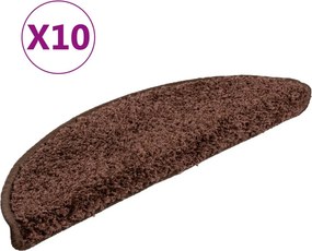 vidaXL 10 db barna félkör alakú lépcsőszőnyeg 56 x 17 x 3 cm