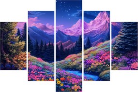 Kép - Lila táj teljes holdfénynél (150x105 cm)