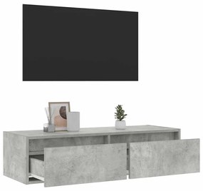 TV szekrény LED világítással beton szürke 100X35,5x25 cm