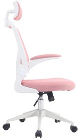 Ergonomikus irodai szék deréktámasszal, fejtámlával, rózsaszín