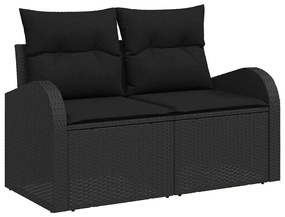 Kerti Kanapé Szett 7 pcs Fekete 55 x 55 x 37 cm polirattan