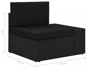 fekete polyrattan sarokkanapé-elem bal oldali karfával