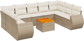 vidaXL 10 részes bézs polyrattan kerti ülőgarnitúra párnával