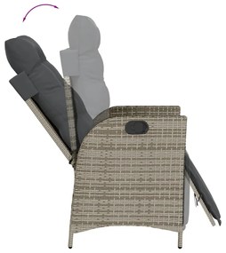 3 részes szürke polyrattan kerti étkezőgarnitúra párnával