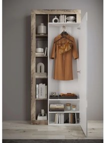 LENOR gardróbszekrény 91x209 cm fehér/barna