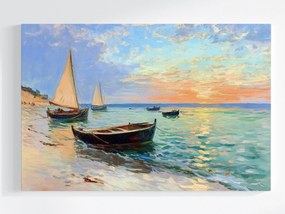 Vászonkép Canvas Tájkép Tenger Tengerpart Hajók Vitorlások Nyugat 60x40