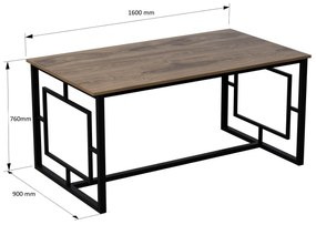 Étkezőasztal Allien (6 fő részére) (dió + fekete) . 1101354