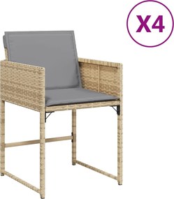 vidaXL 4 db vegyes bézs polyrattan kerti szék párnával
