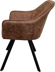 Forgó étkezőszék, sötétbarna szövet csiszolt bőr hatással, SAMANTA