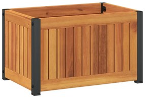 tömör akácfa és acél kerti virágtartó 45 x 30 x 27,5 cm