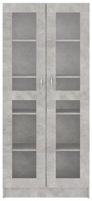 betonszürke szerelt fa vitrinszekrény 82,5 x 30,5 x 185,5 cm