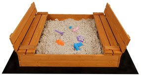 Zárható fa homokozó padokkal és tetővel gyerekeknek Baby Mix 120x120 cm szürke