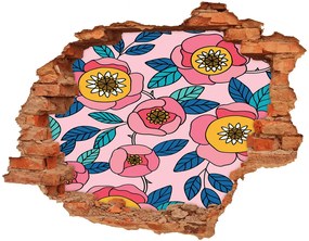 3d fali matrica lyuk a falban Rózsaszín virágok nd-c-101223430