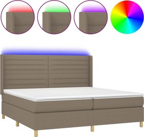 vidaXL tópszínű szövet rugós és LED-es ágy matraccal 200 x 200 cm