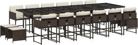 vidaXL 17 részes barna polyrattan kerti étkezőgarnitúra párnákkal